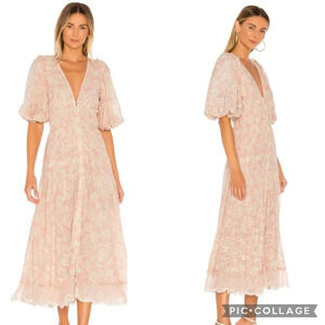 HEMANT & NANDITA Pink Floral Midi Dress